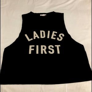 Black muscle tank “ladies first”